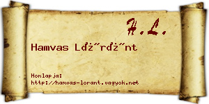 Hamvas Lóránt névjegykártya