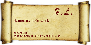 Hamvas Lóránt névjegykártya